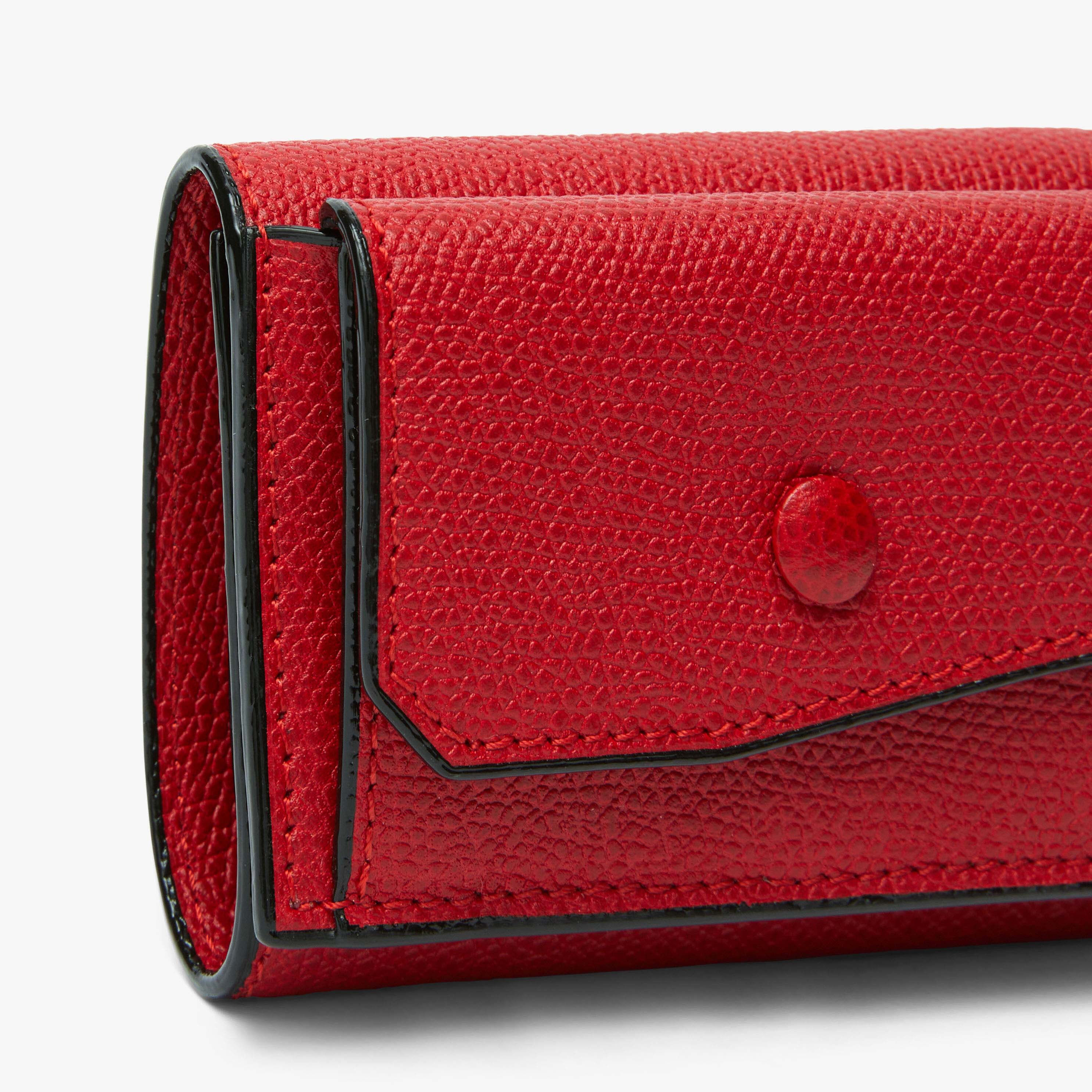 Red Leather Bifold small and compact wallet Valextra