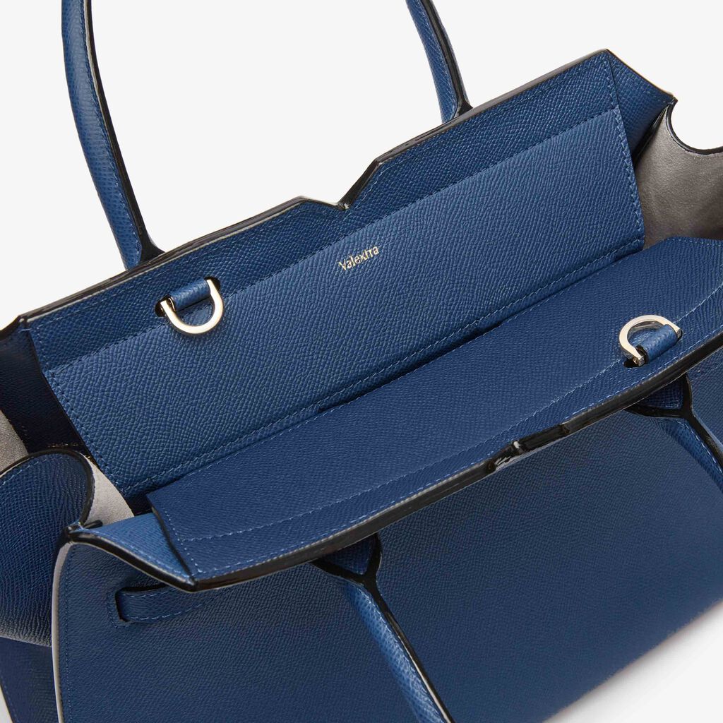 Milano Two Handles Medium Bag - Sapphire Blue - Vitello Millepunte Soft - Valextra - 4