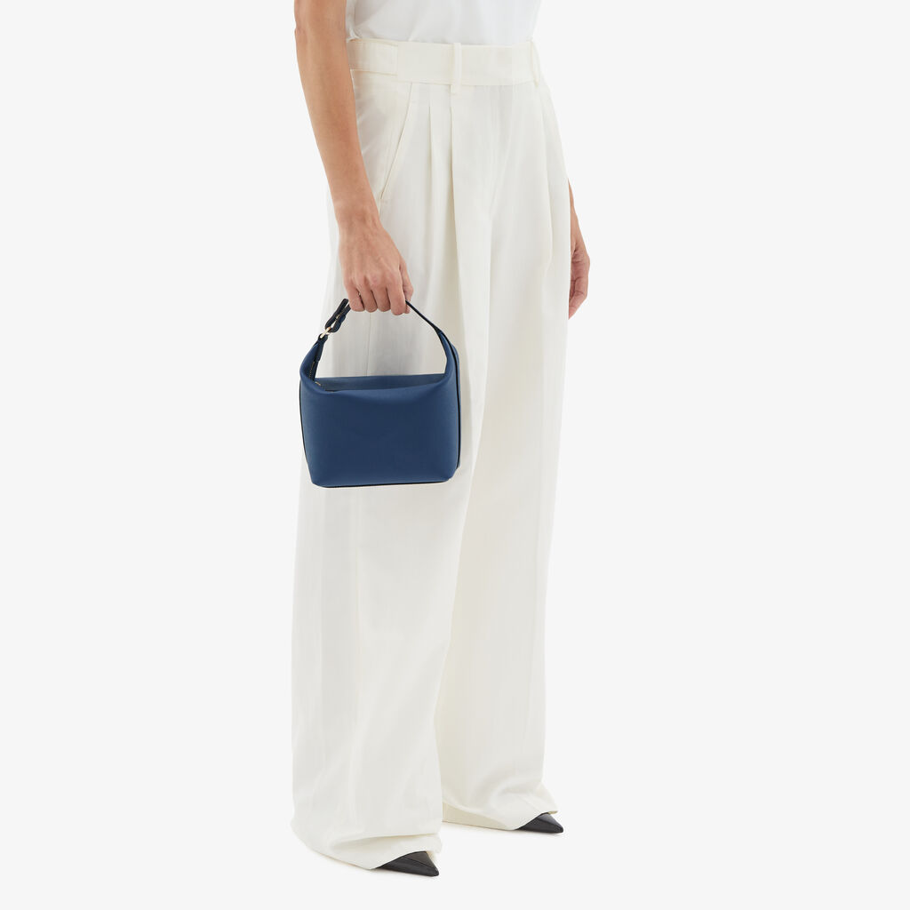 Mochi Top Handle Mini Bag - Sapphire Blue - Vitello Millepunte Soft - Valextra - 2