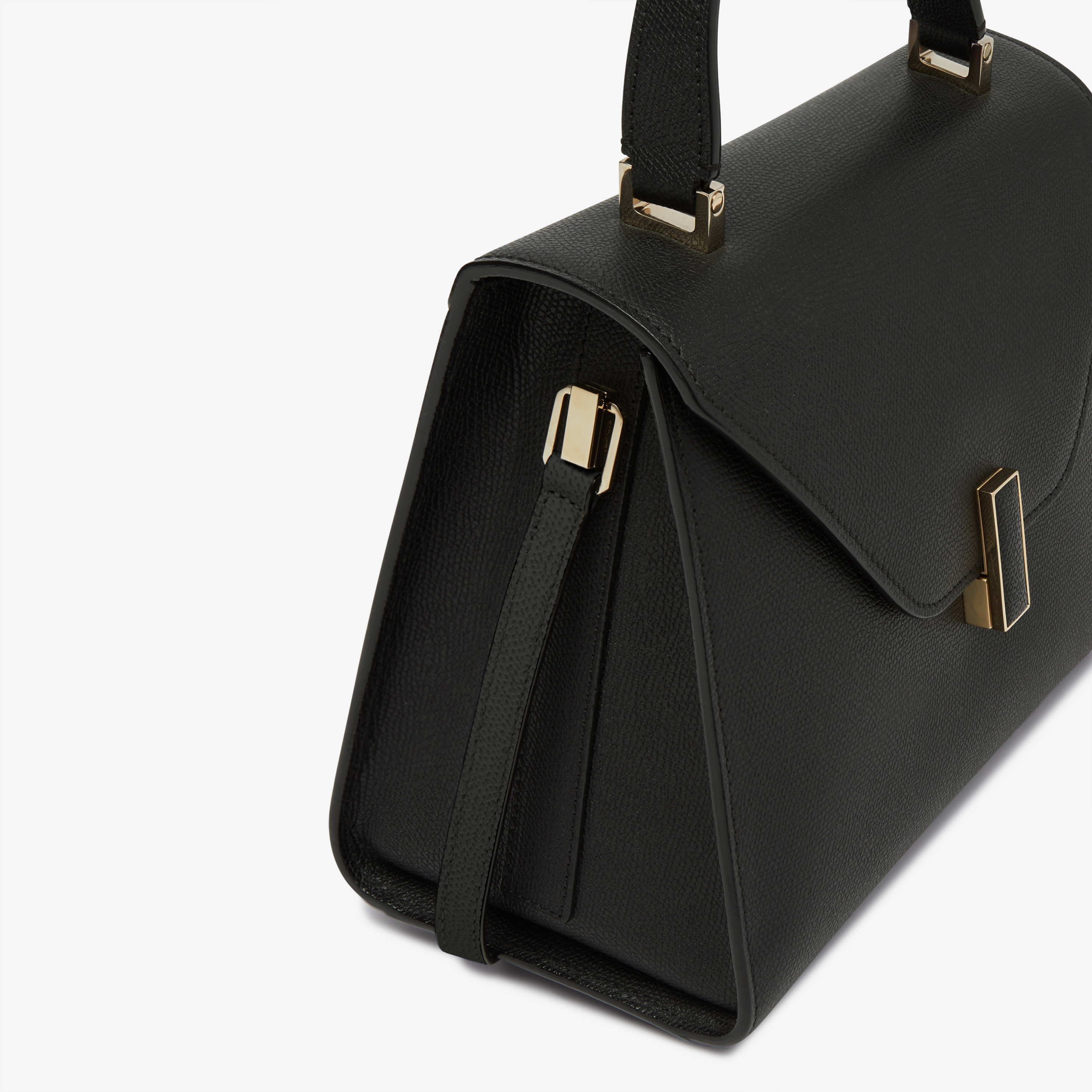 Black Leather Medium top handle bag | Valextra Iside