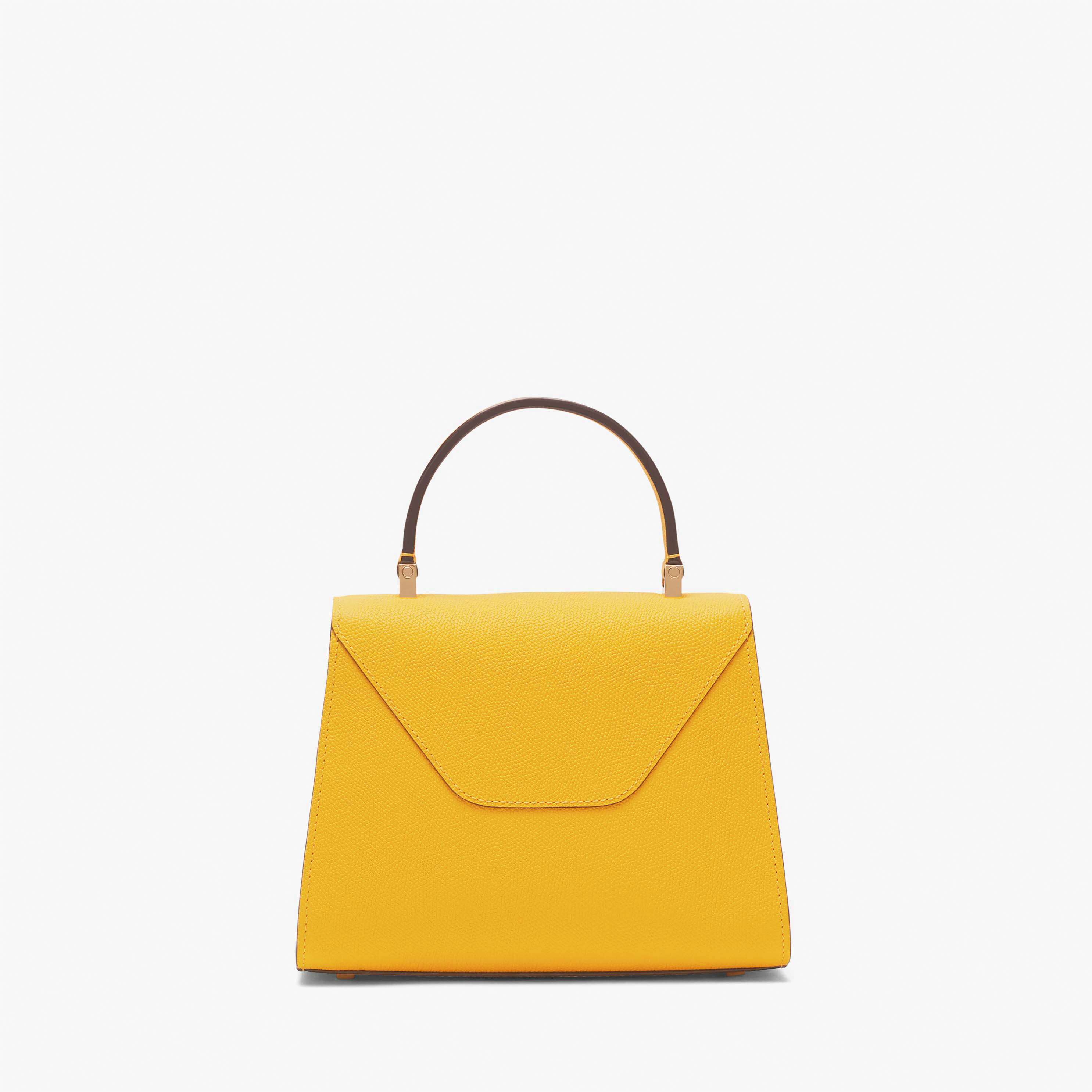 Yellow Leather compact top handle bag | Valextra Iside