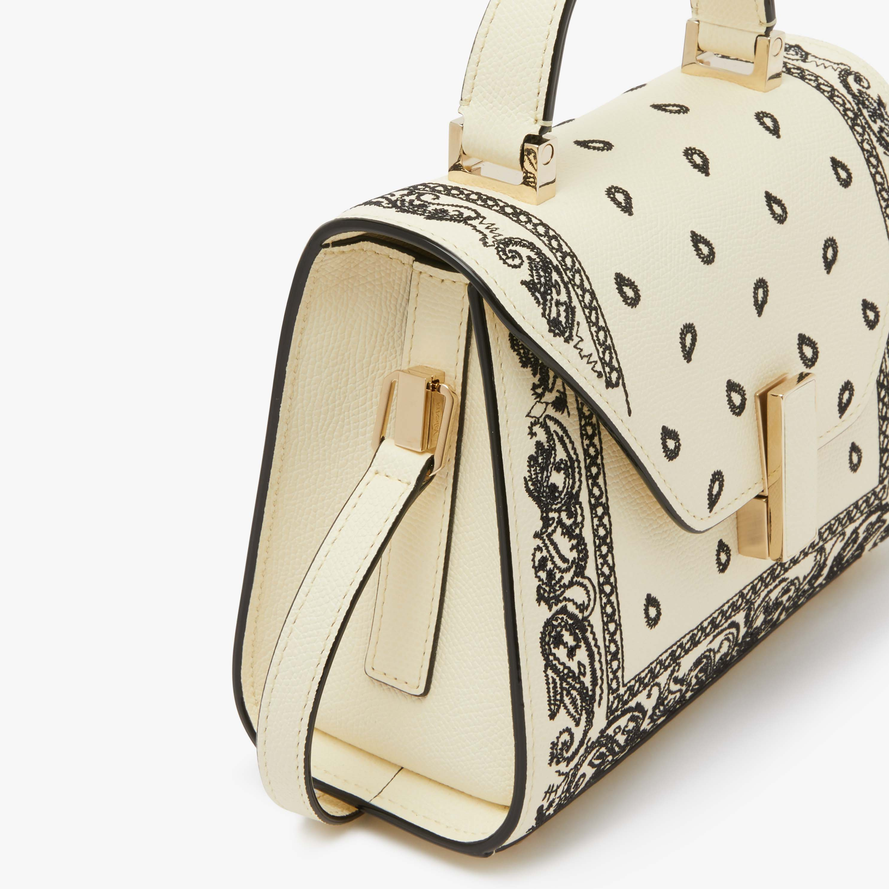 Women's Black & White Leather paisley pattern bag | Valextra Iside