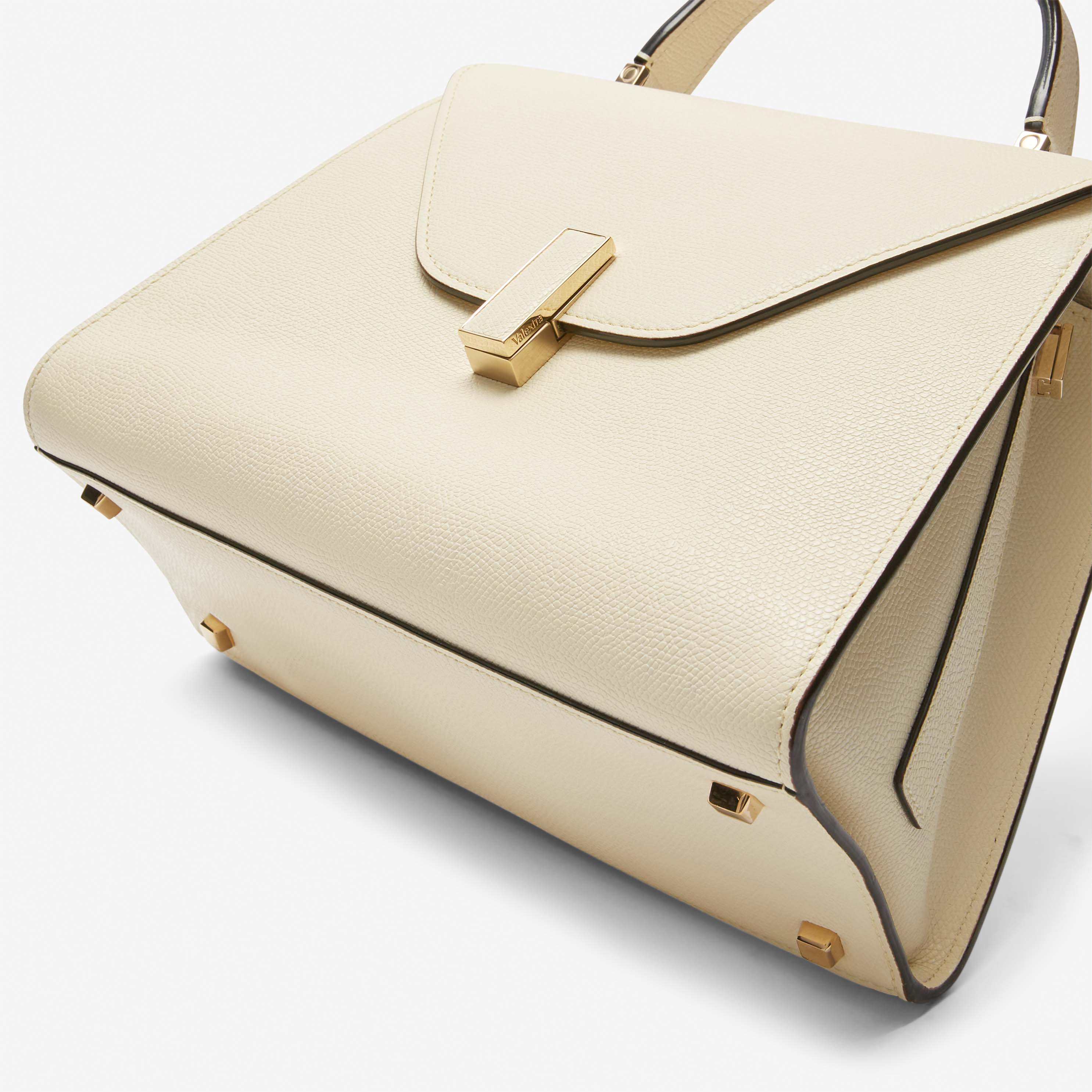 Valextra Iside: White Leather Medium top handle bag