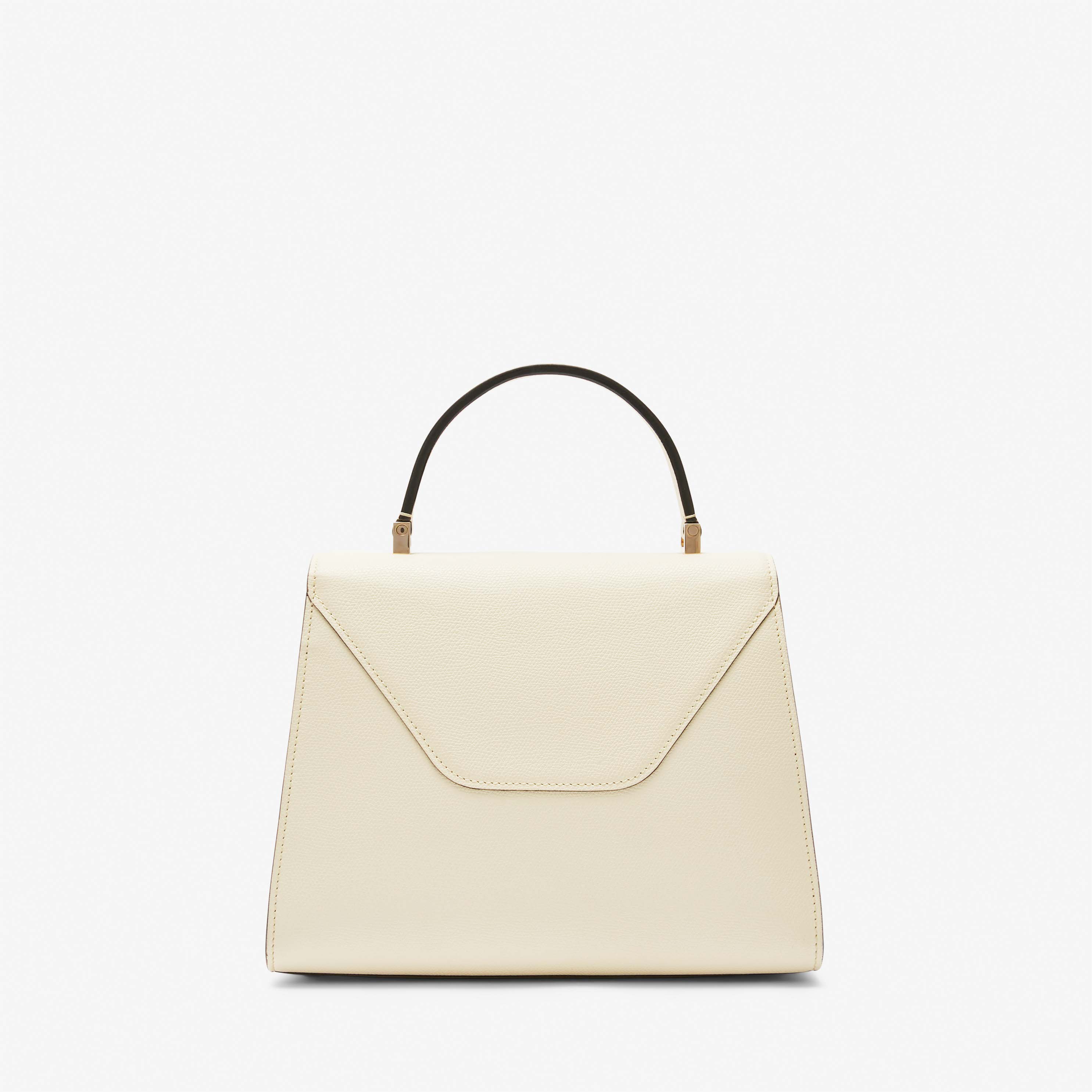 Valextra Iside: White Leather Medium top handle bag